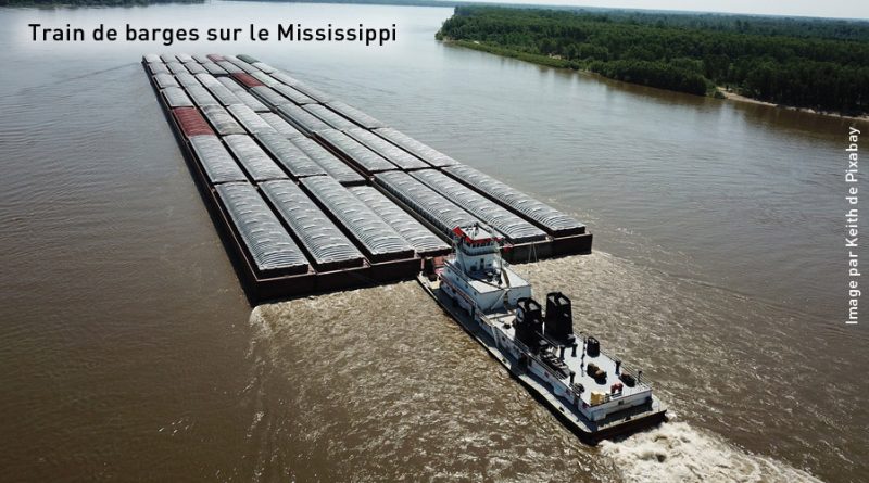 Train de barges sur le Mississippi